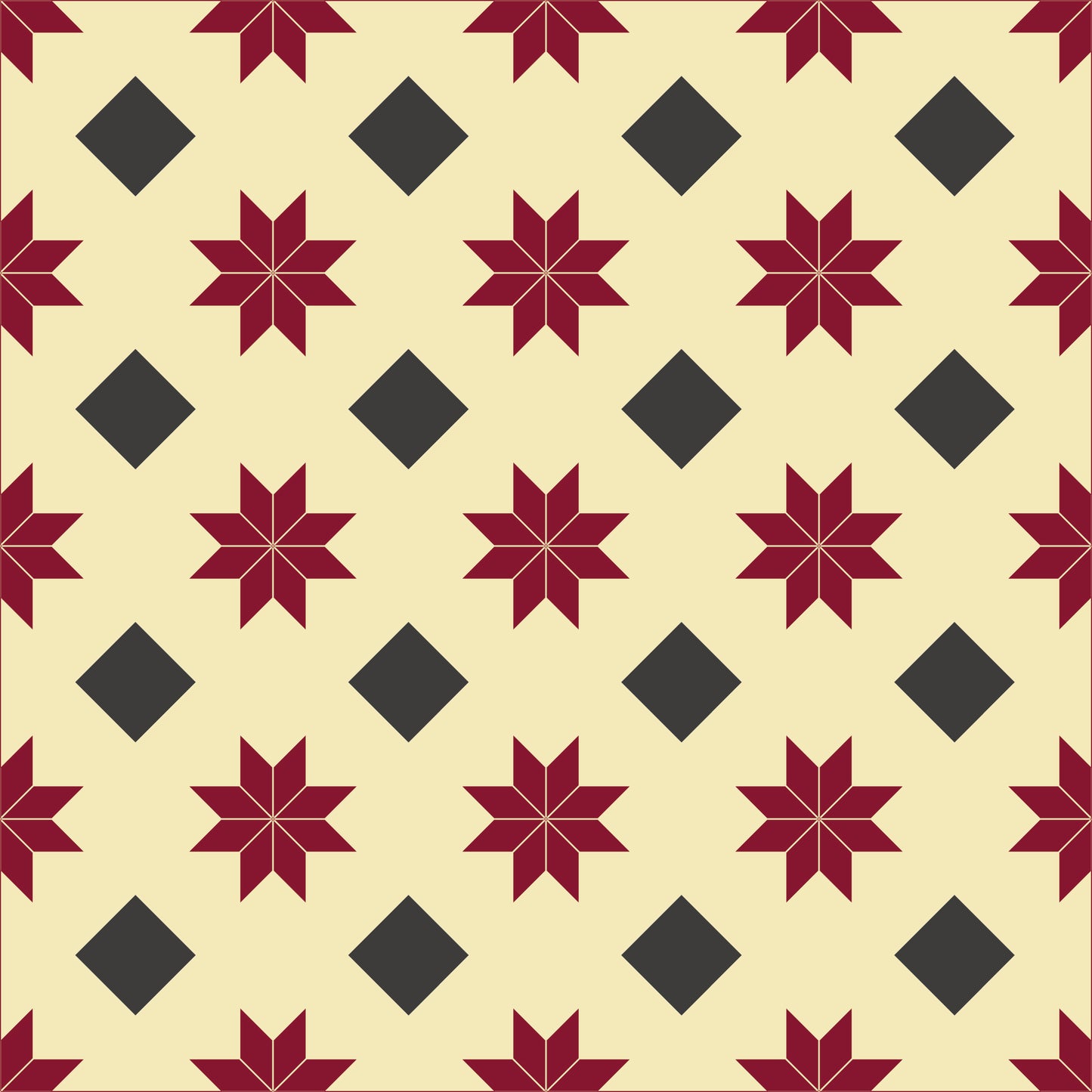 Kate - Cream & Burgundy Moroccan Tiles Vinyl Furniture Wrap