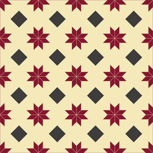 Kate - Cream & Burgundy Moroccan Tiles Vinyl Furniture Wrap