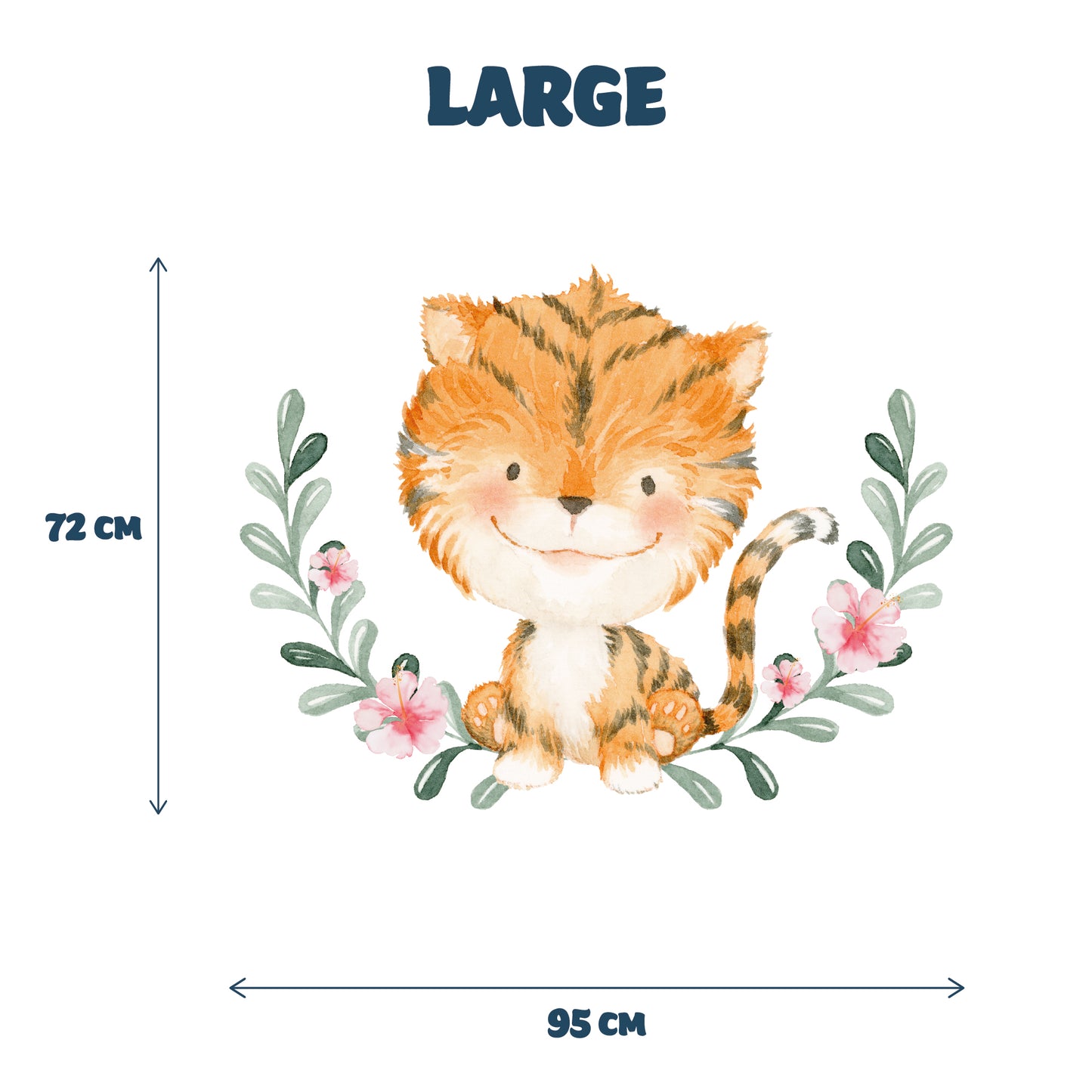 Baby tiger wall sticker by restowrap size guide - Large