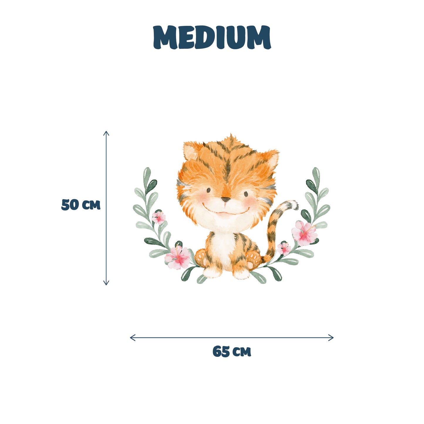 Baby tiger wall sticker by restowrap size guide - Medium