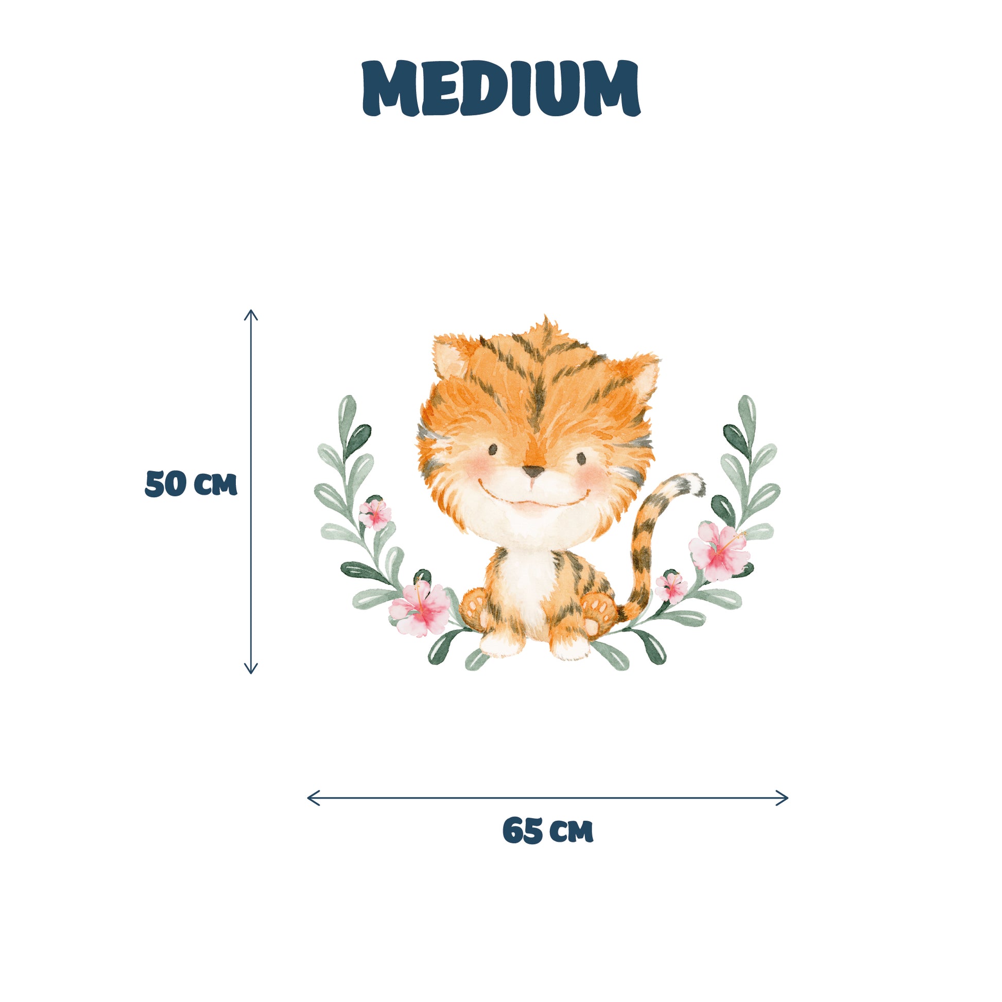 Baby tiger wall sticker by restowrap size guide - Medium