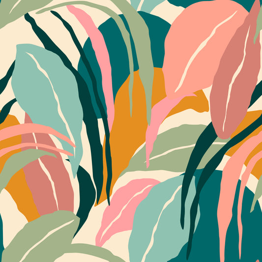 Veronica - Pastel Foliage Leaf Collage Vinyl Furniture Wrap