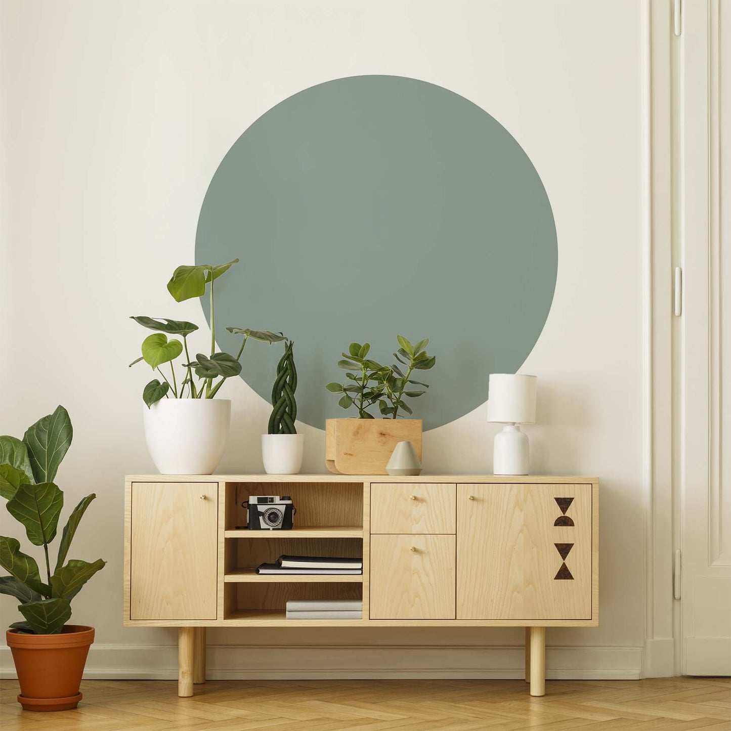 Sage green round wall sticker from restowrap