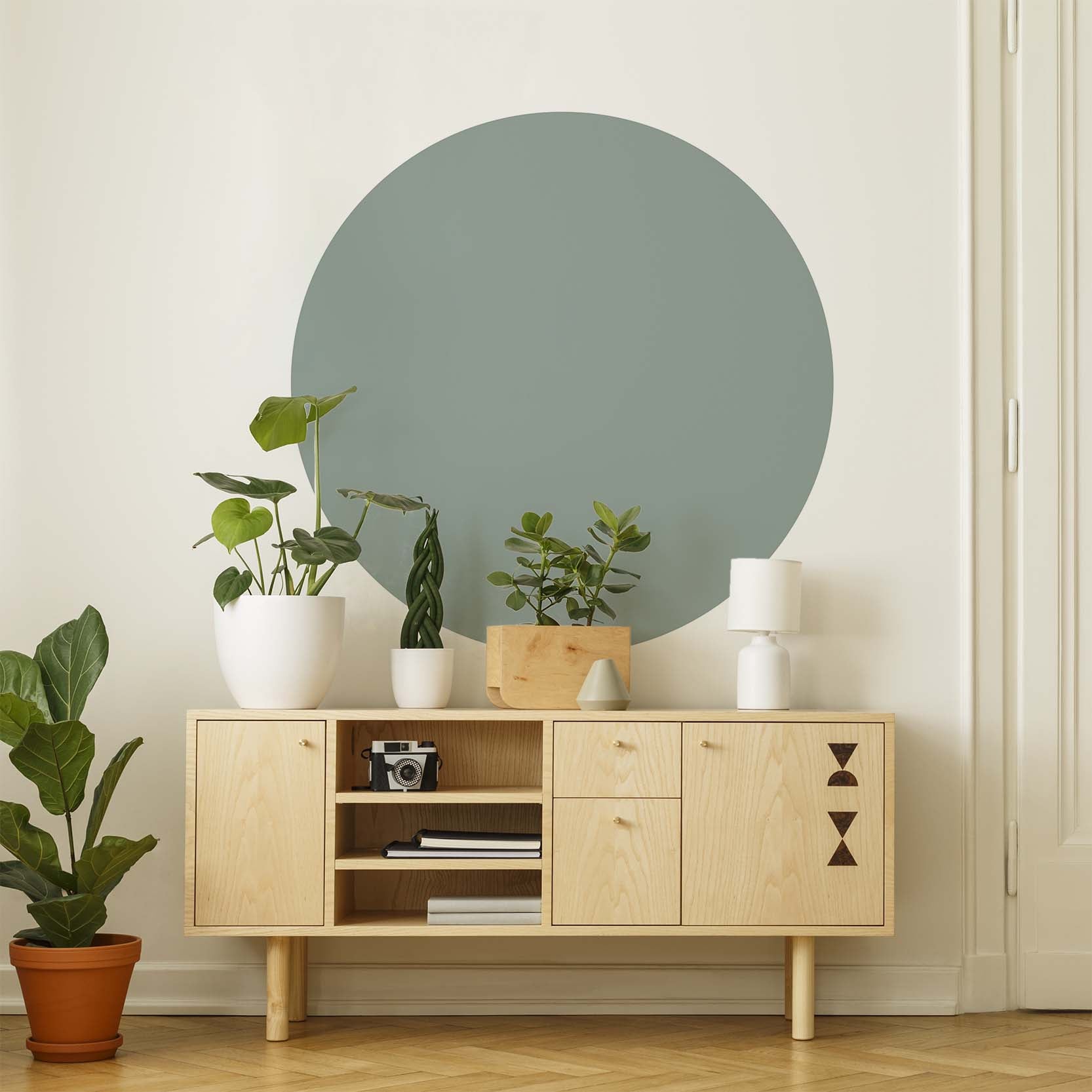 Sage green round wall sticker from restowrap