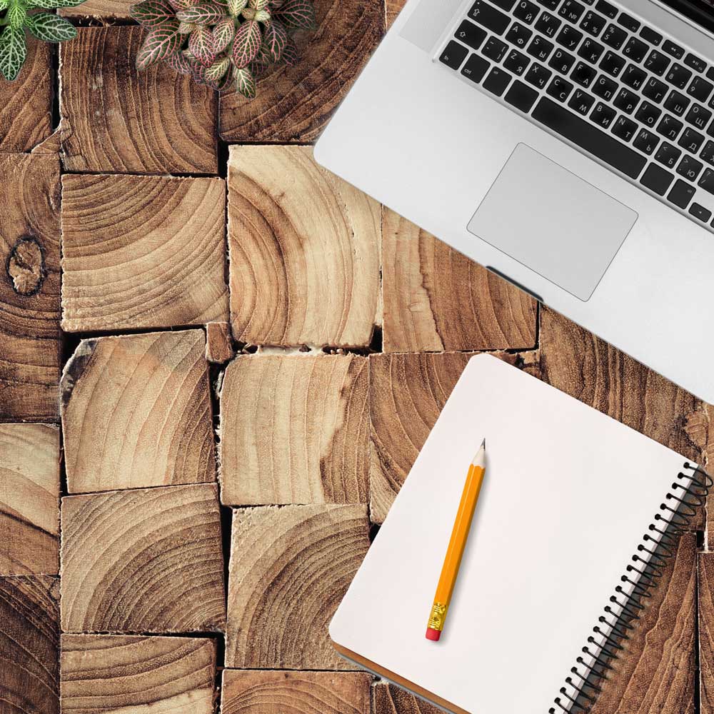 Chunky vinyl furniture covering on a desk