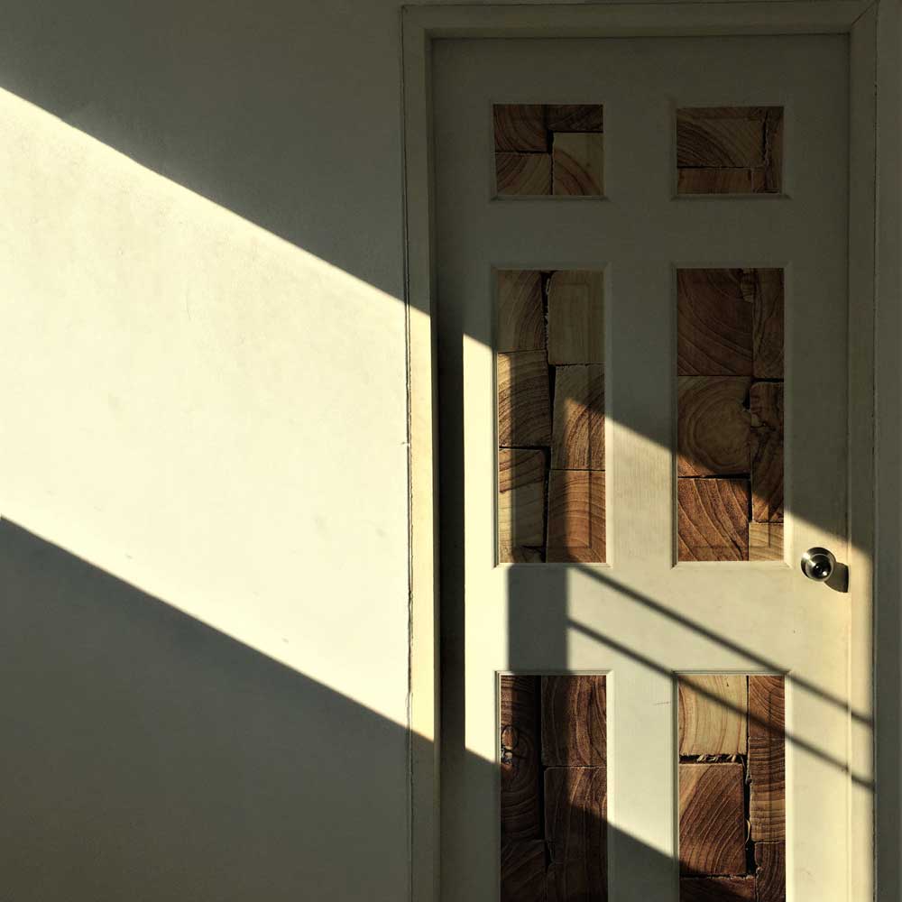 Chunky vinyl furniture covering on door panels