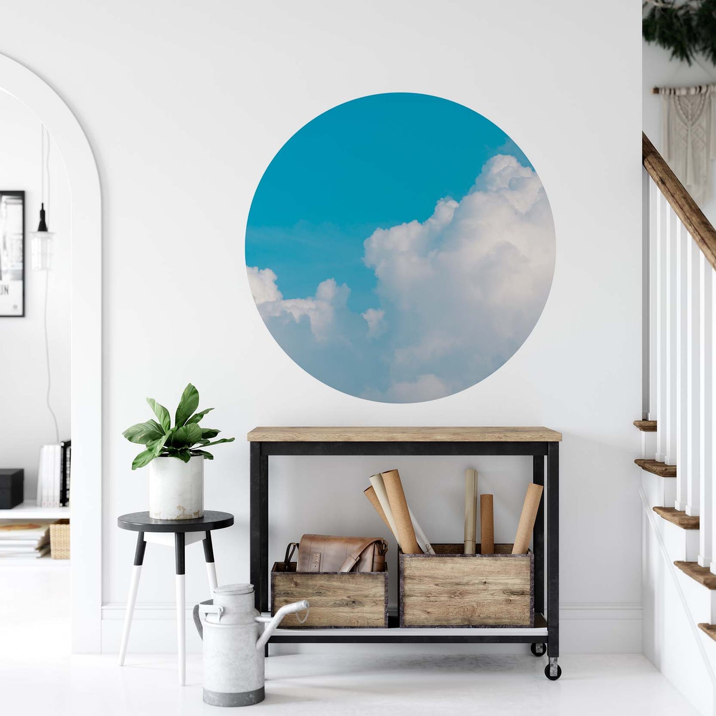 Blue clouds round wall sticker