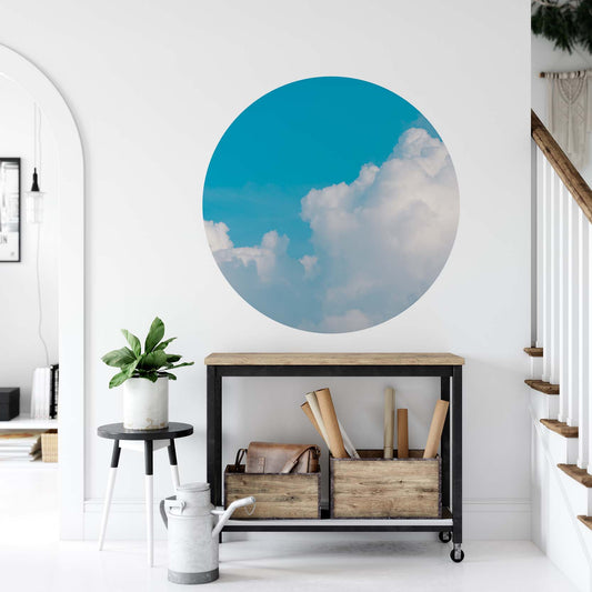 Blue clouds round wall sticker