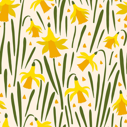 Daffodil-floral-yellow and cream vinyl furniture wrap by restowrap.com