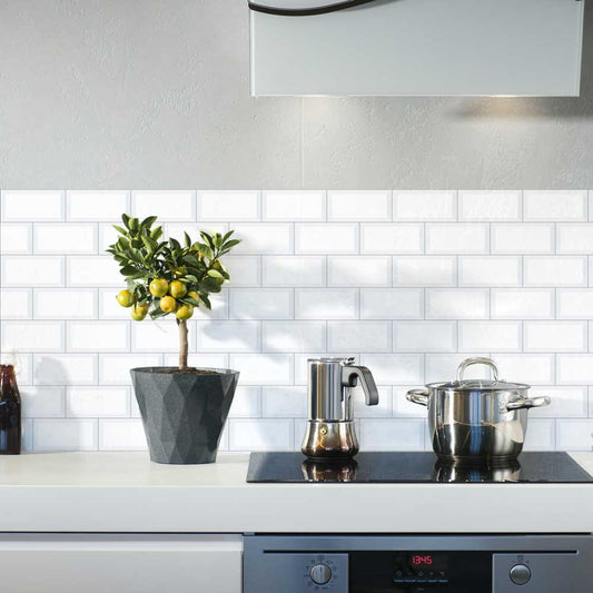 Flise - Classic White Subway Tile Effect Vinyl Furniture Wrap