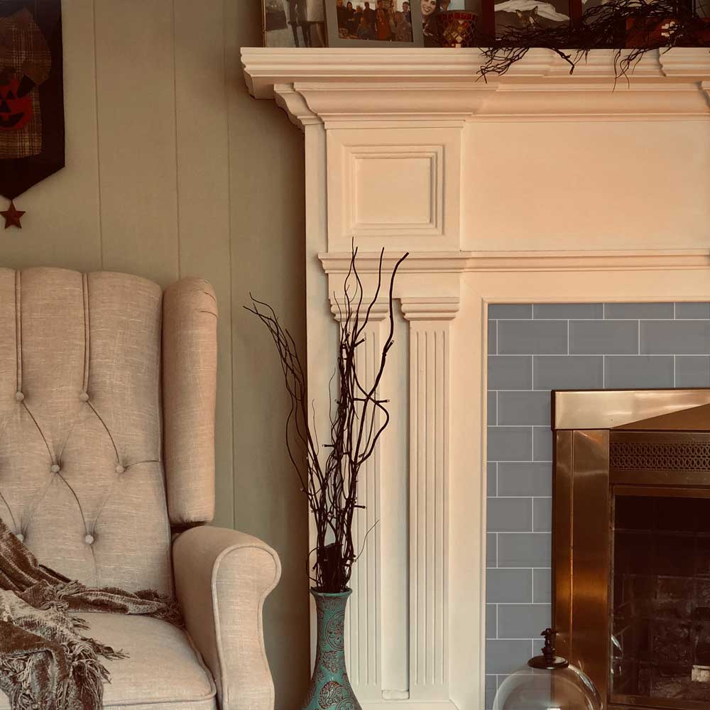 Flise Cinza on a fireplace surround
