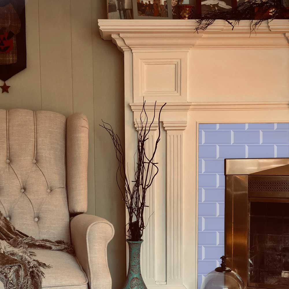 Flise Lilas on a fireplace surround