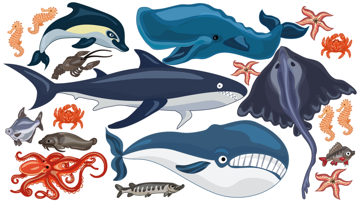 Marine - Ocean Animal Wall Decal Sticker Pack