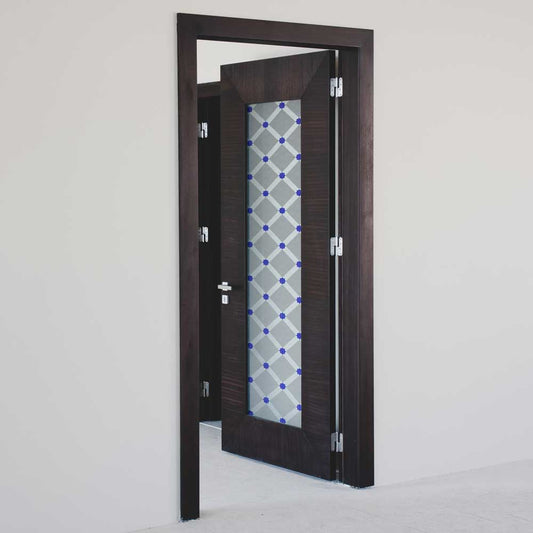 Stellago - Grey & Navy Tile Effect Vinyl Furniture Covering