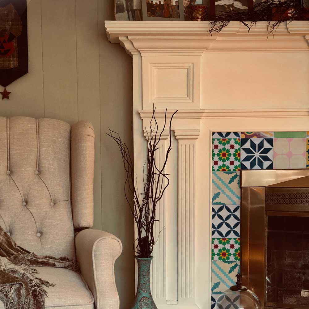 TalaVera Wrap on a fireplace