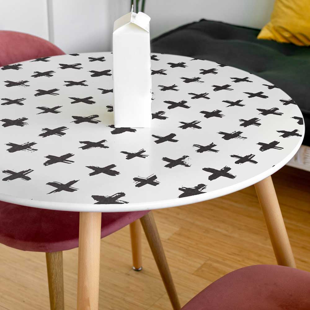 Xs - Black-on-Cream Brush Stroke Vinyl Furniture Covering