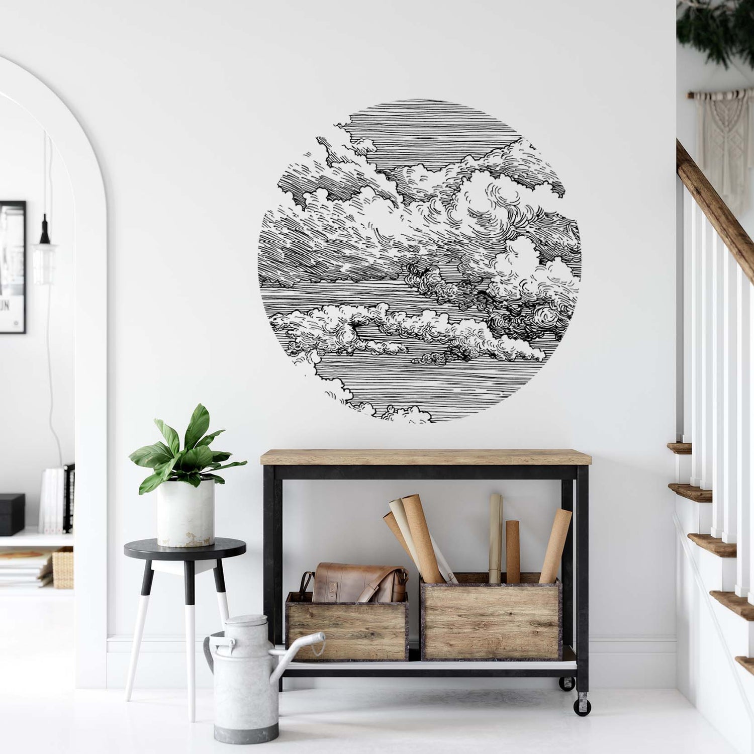 restowrap black and white round wall stickers