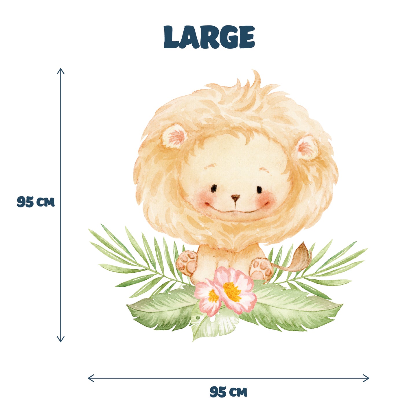 restowrap baby lion nursery wall sticker size guide - large