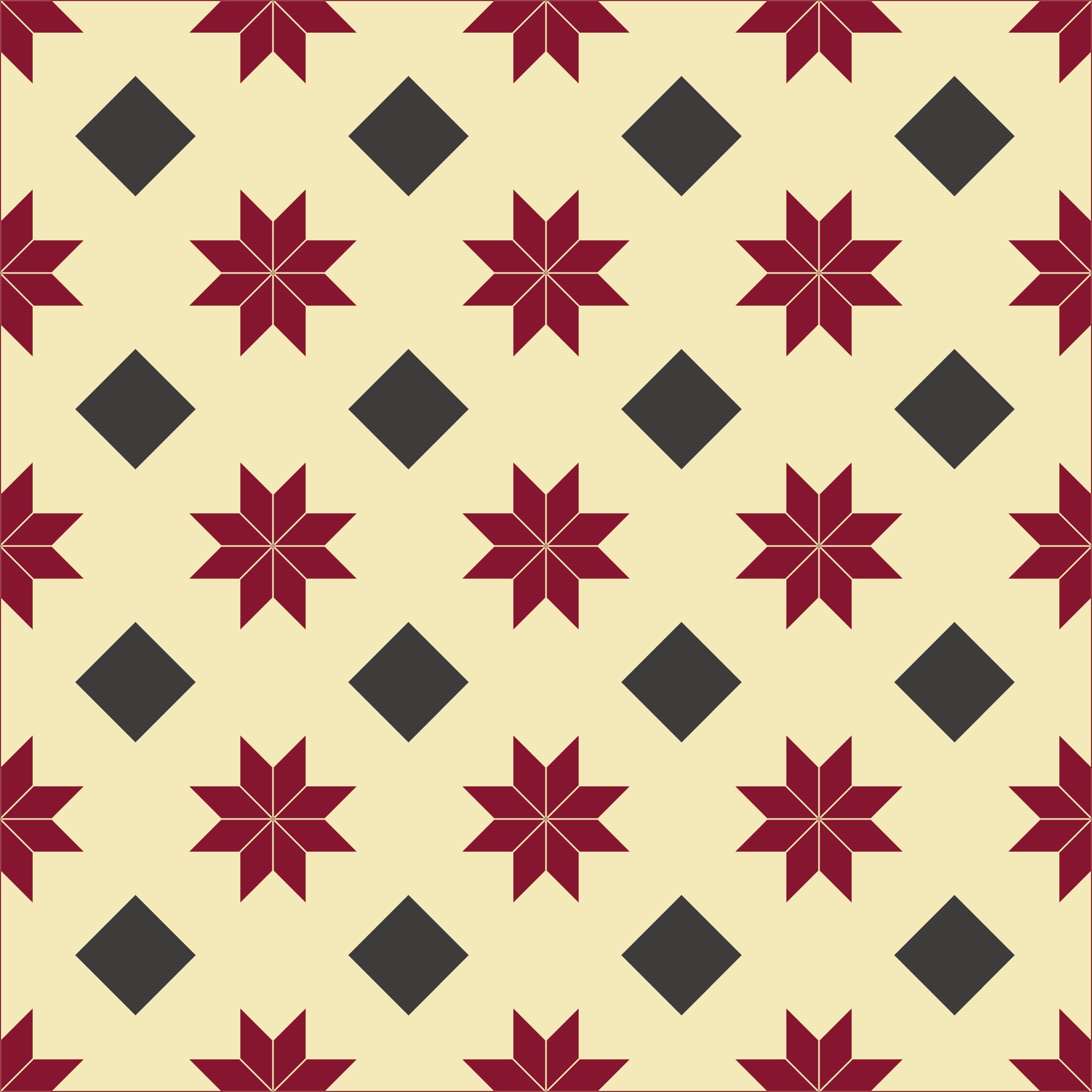 Cream Burgundy Moroccan Tiles Vinyl Covering by RestoWrap