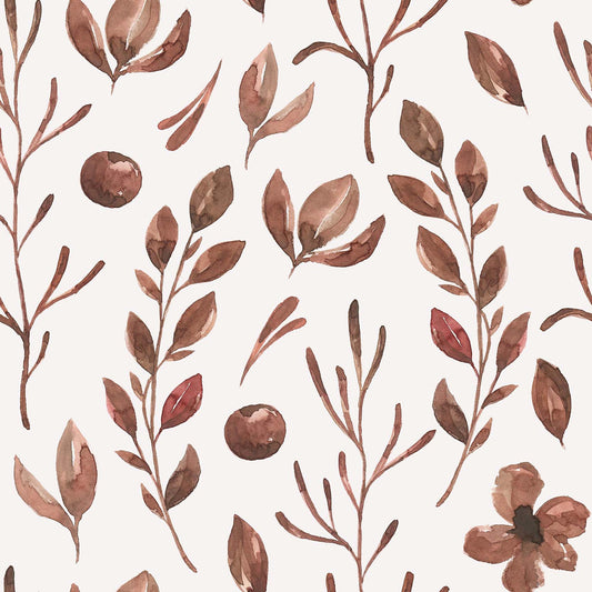 Autumnal Botanicals brown watercolour leaf vinyl furniture wrap by restowrap.com