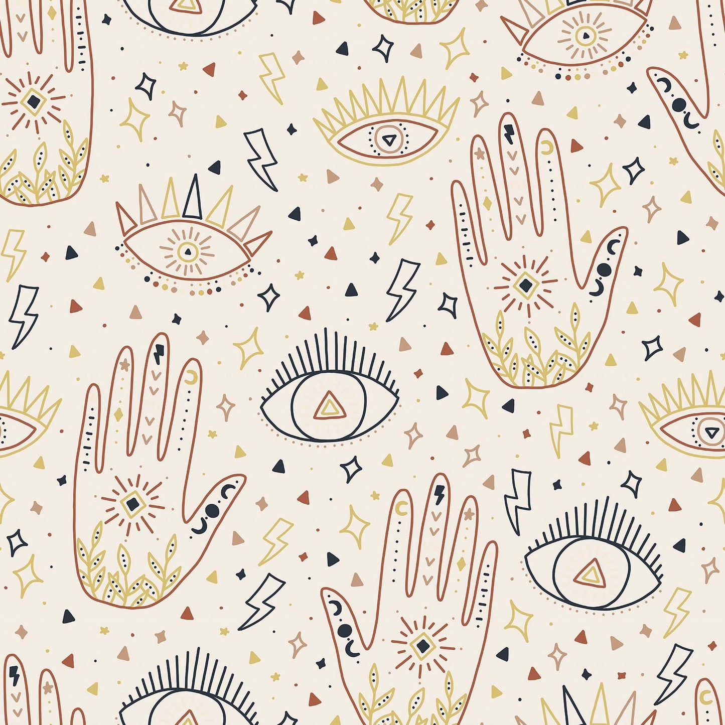 Going Boho Blue Red Mustard Eye and Hand Self-Adhesive Vinyl Wrap by RestoWrap