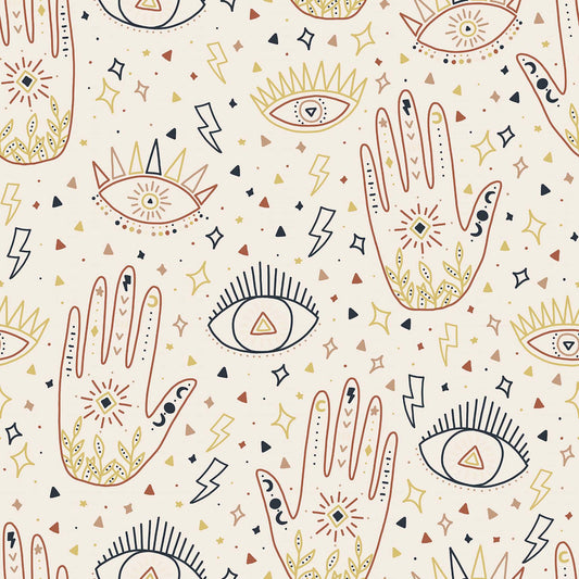 Going Boho Blue Red Mustard Eye and Hand Self-Adhesive Vinyl Wrap by RestoWrap