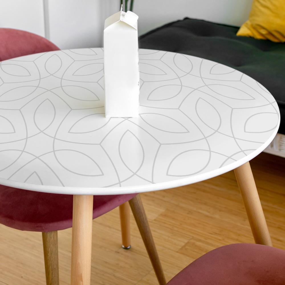 Pewter - Grey & White Geometric Pattern Vinyl Furniture Wrap